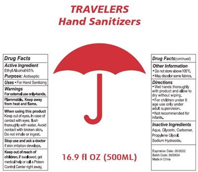 Image Description (Travelers Hand Saitizers 500 mL 65)